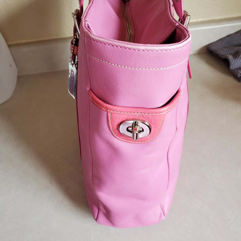 Vintage Rare Coach Gallery Pink Leather Tote Bag Purse Large - Picture 3 of 14